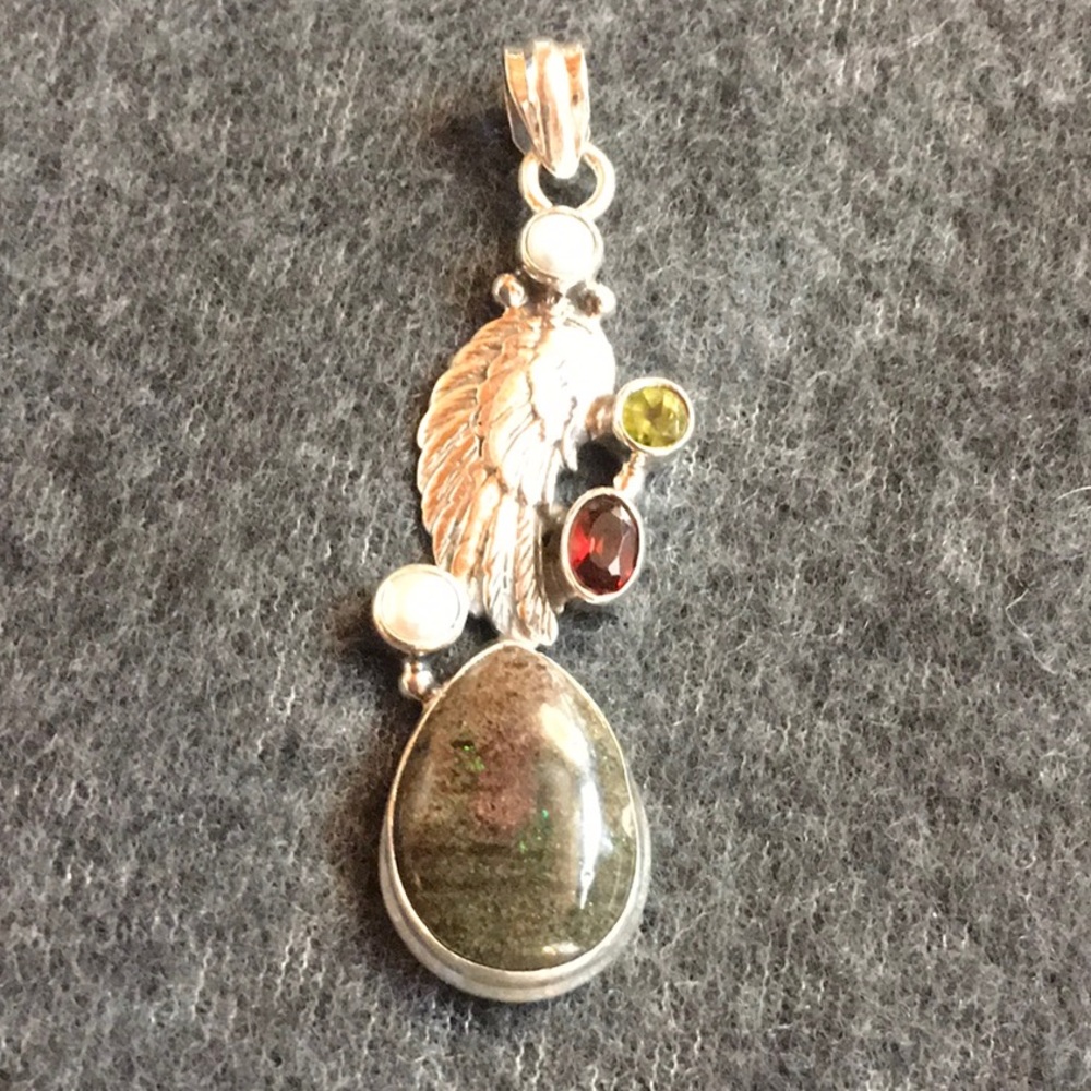 Multi Stoned Winged Pendant